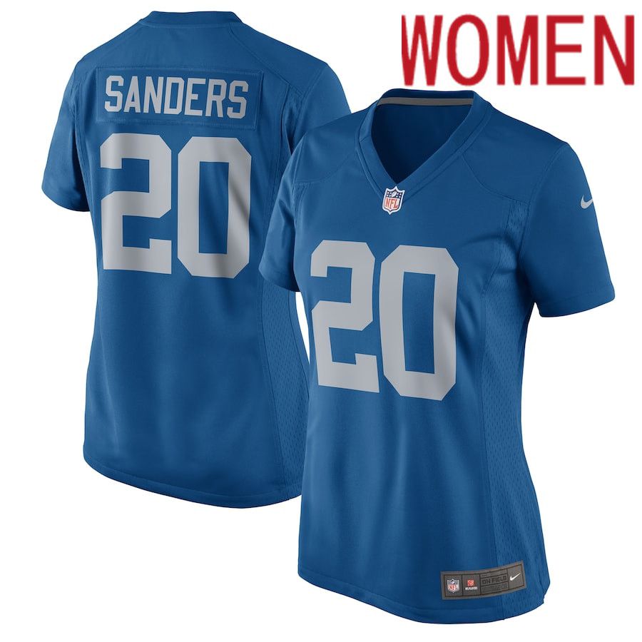 Women Detroit Lions #20 Barry Sanders Nike Blue Throwback Retired Player Game NFL Jersey->women nfl jersey->Women Jersey